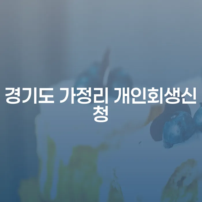 경기도 가정리 개인회생신청, 어떻게 해야 할까요?